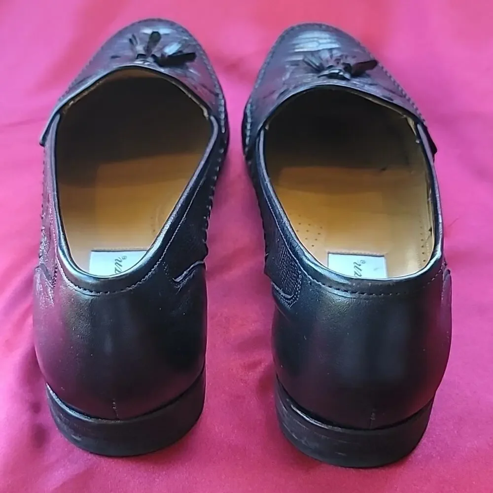 MEZLAN sz 11 LIZARD TASSEL LOAFER black excellent condition ORIG $575
